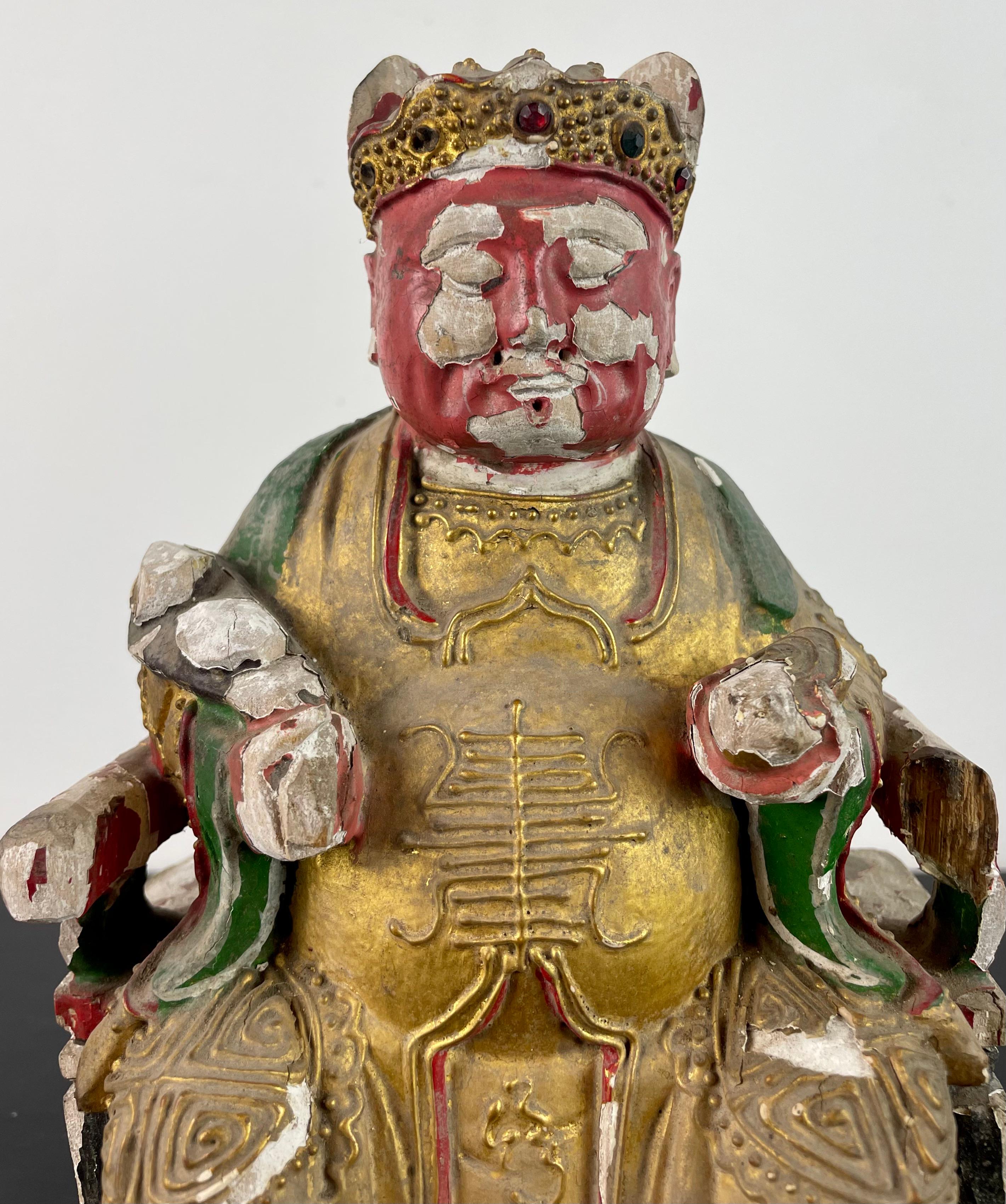 Taoistische Würdenträger-Statue oder Vorfahrenschrank des Taoismus – lackiertes Holz – China Qing 18. Jahrhunderts (Qing-Dynastie) im Angebot