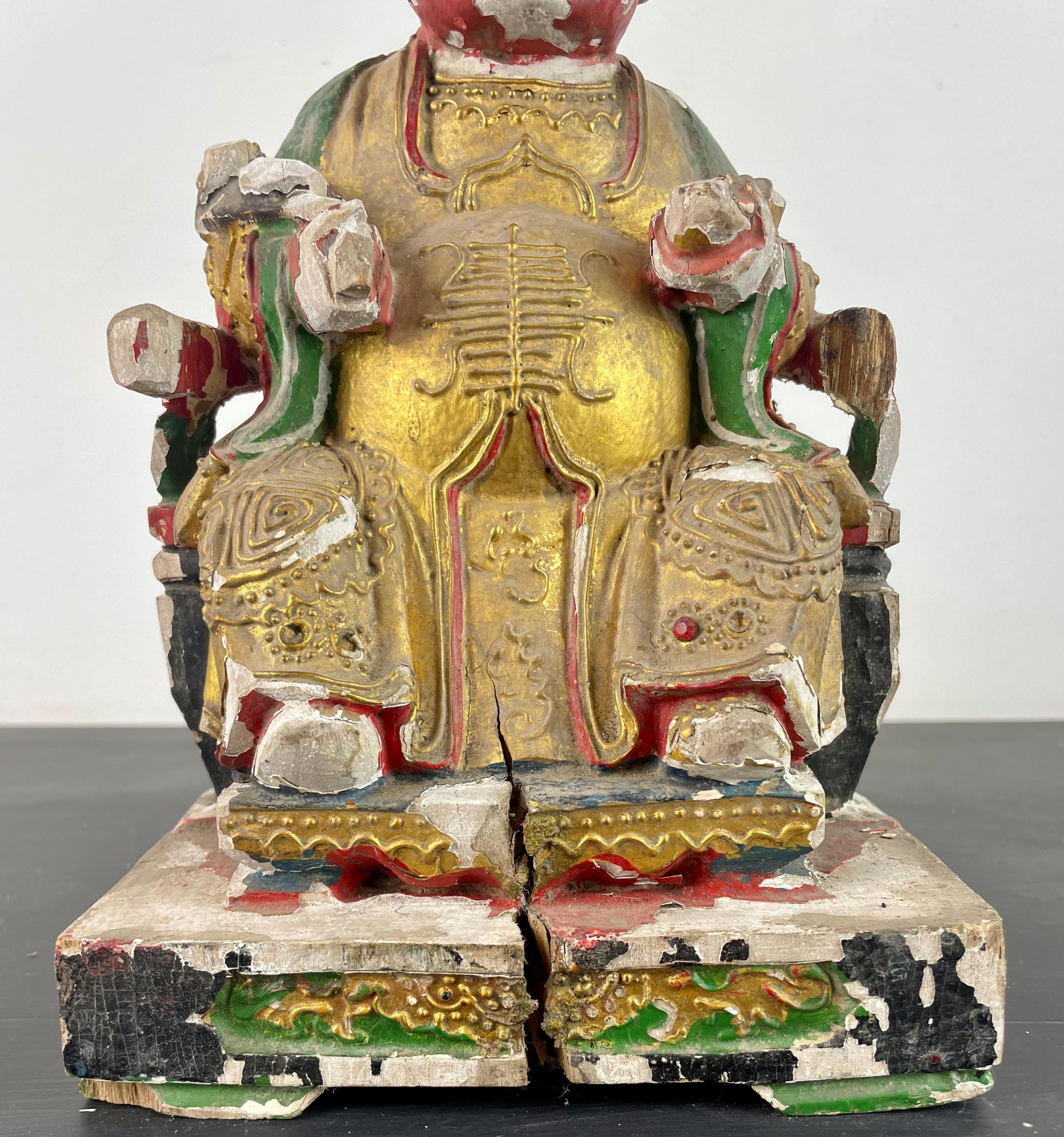 Chinese Taoist dignitary statue or ancestor reliquary - lacquered wood - China Qing 18th For Sale