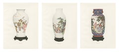 Taoist Immortals and Hsi Wang Mu, Three Famille Rose Plates, 1911