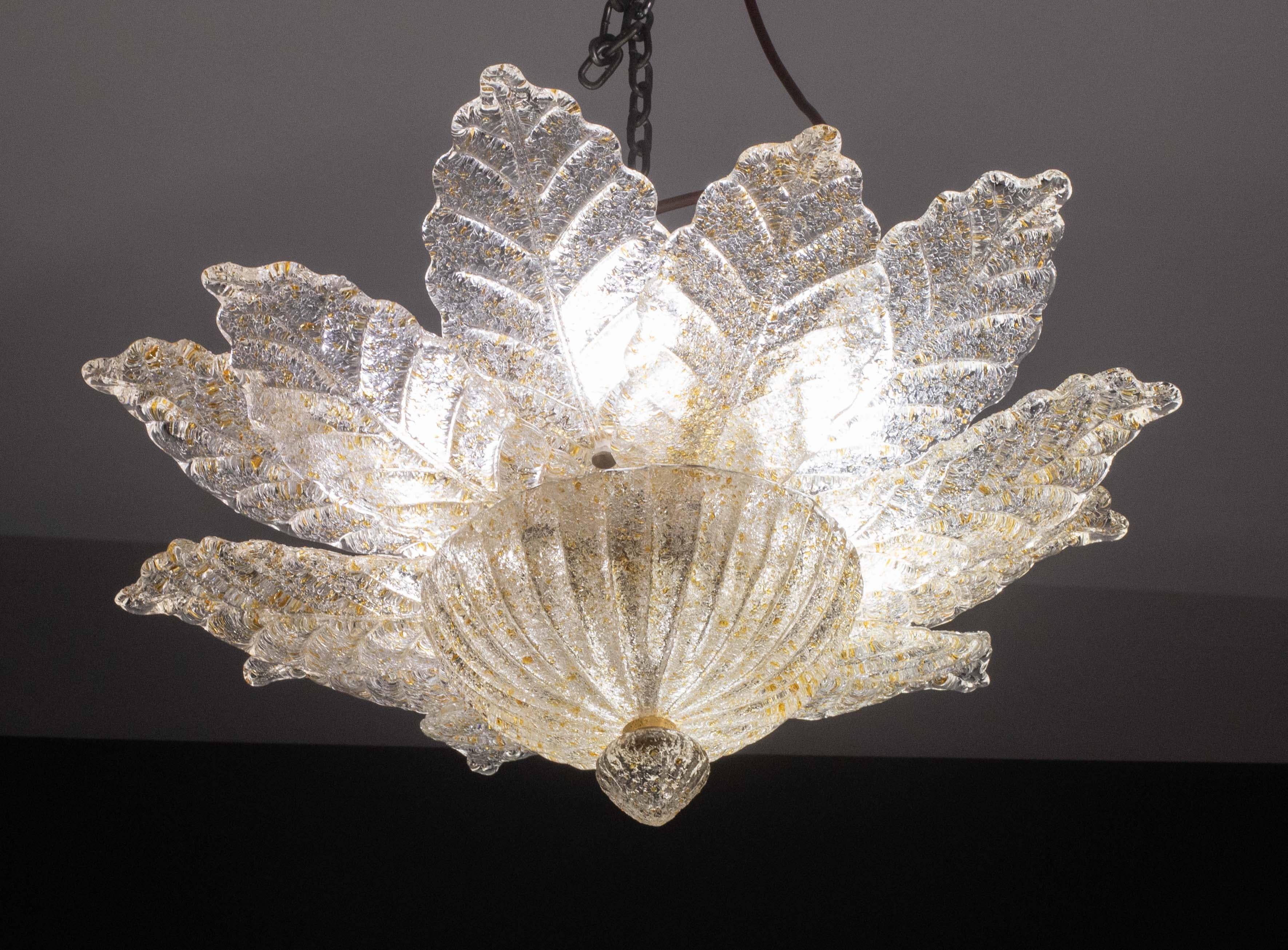 Taormina, Murano Glass Amber\Orange Ceiling Light or Flush Mount, 1970s In Good Condition For Sale In Roma, IT