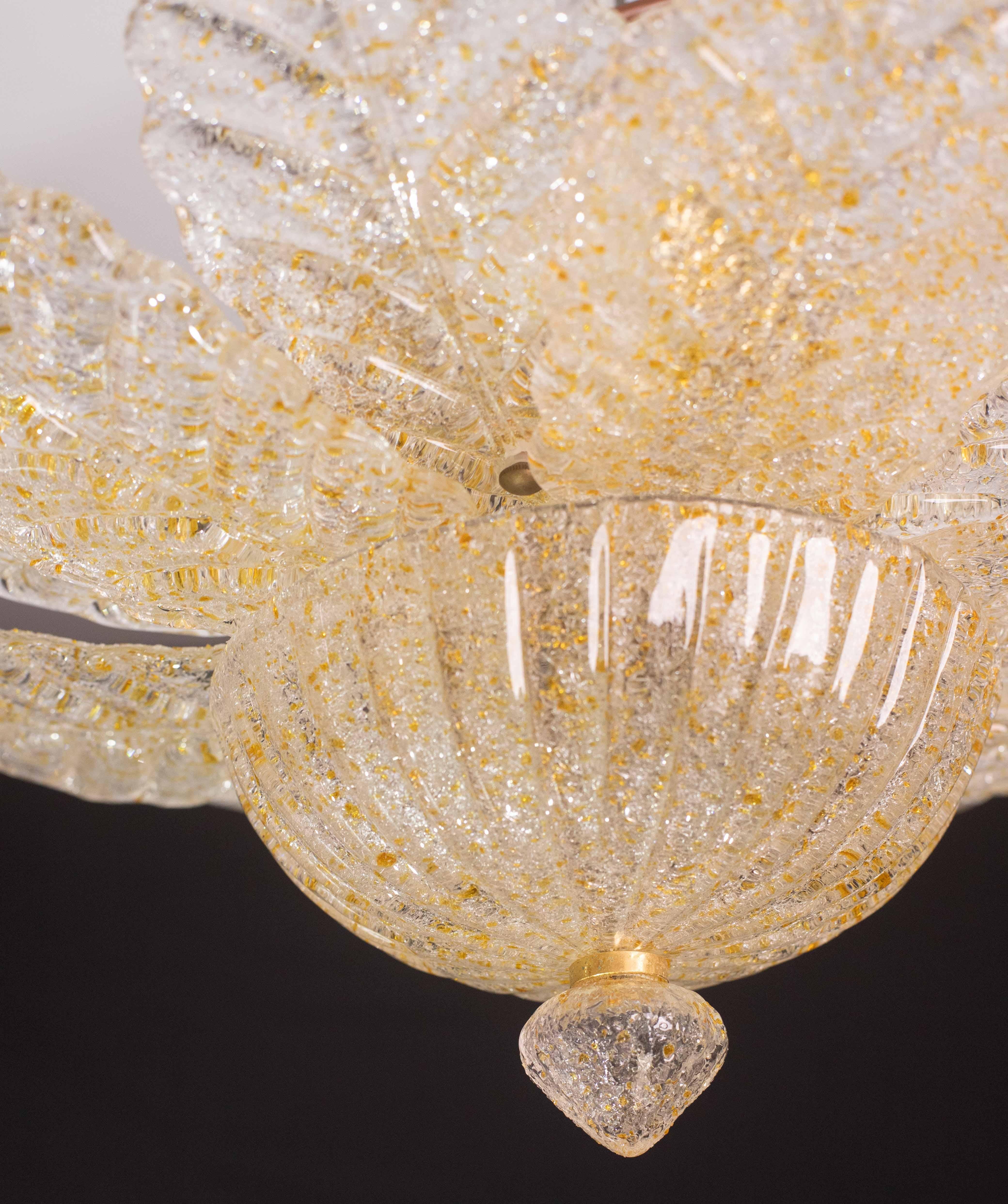Taormina, Murano Glass Amber\Orange Ceiling Light or Flush Mount, 1970s For Sale 4