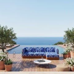 Taormina Outdoor Sofa in Iroko Wood with Sculptural Gastón y Daniela Fabric