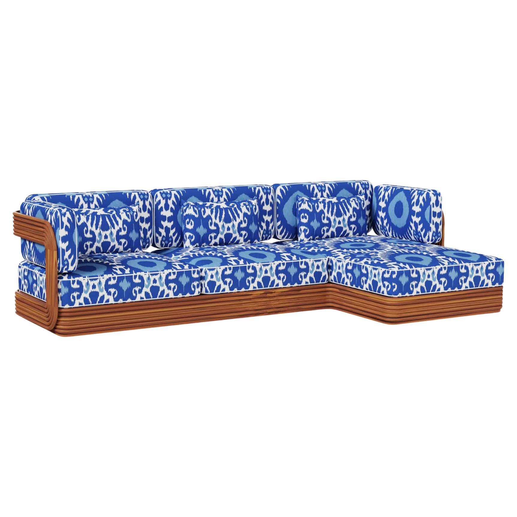 Taormina Outdoor Sofa in Iroko Wood with Sculptural Gastón y Daniela Fabric