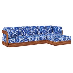 Taormina Outdoor Sofa in Iroko Wood with Sculptural Gastón y Daniela Fabric