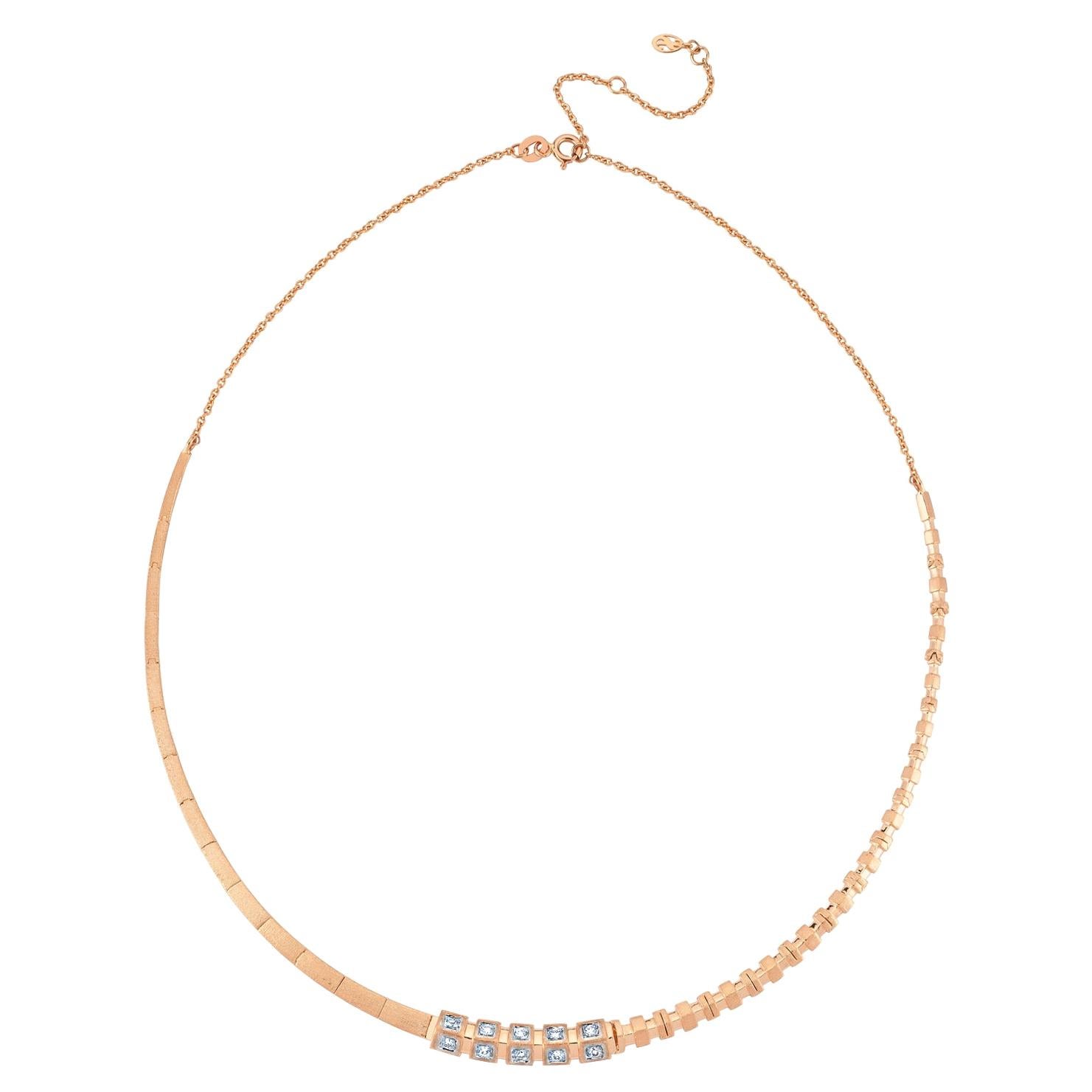 Taotie Necklace in Rose Gold with White Diamond