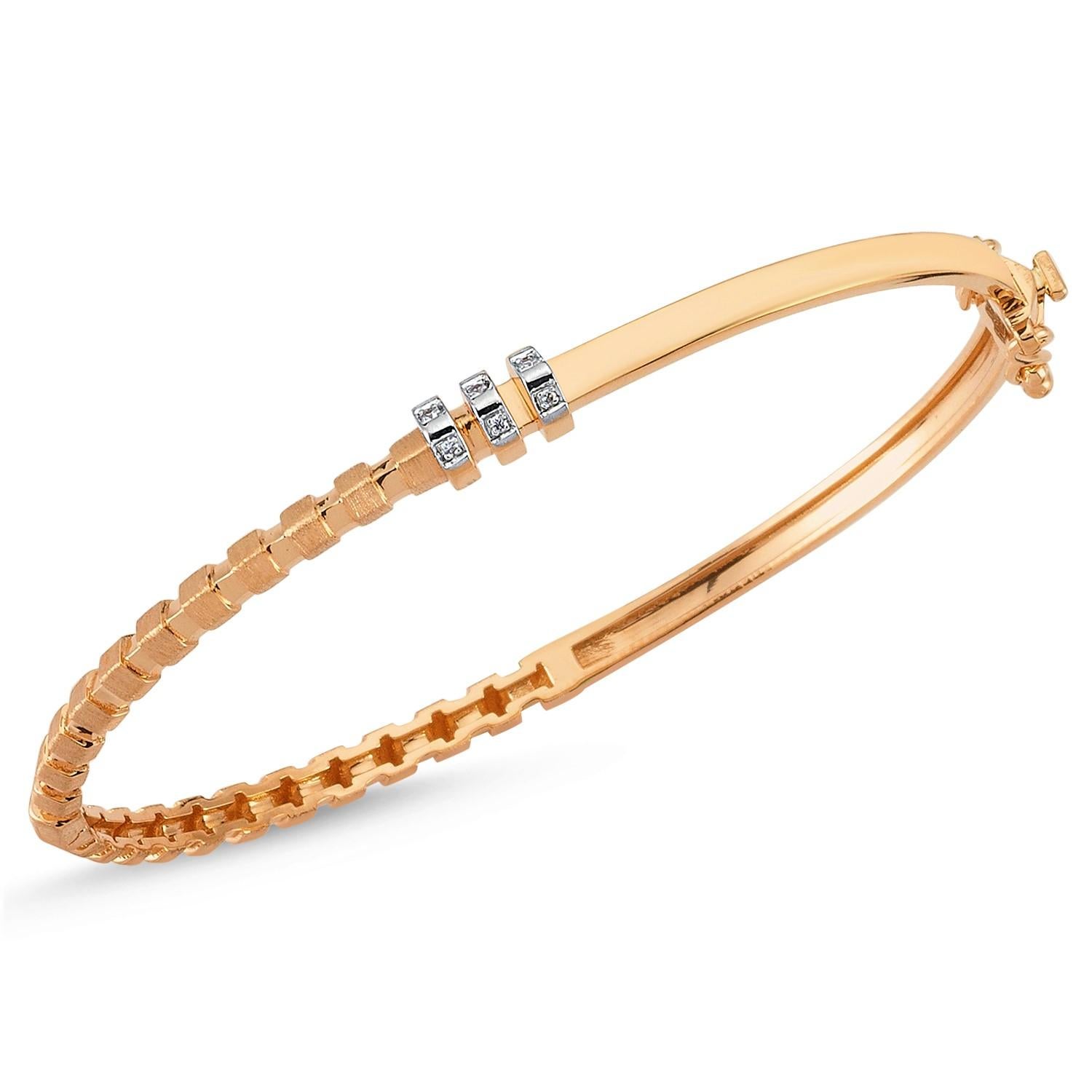 Taotie wide bangle in 14k rose gold by Selda Jewellery

Additional Information:-
Collection: Dragon Lady collection
14K Rose gold
0.4ct White diamond