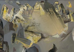 Abstract, Acrylic on Canvas, Brown, Yellow, Green by Indian Artist "In Stock"