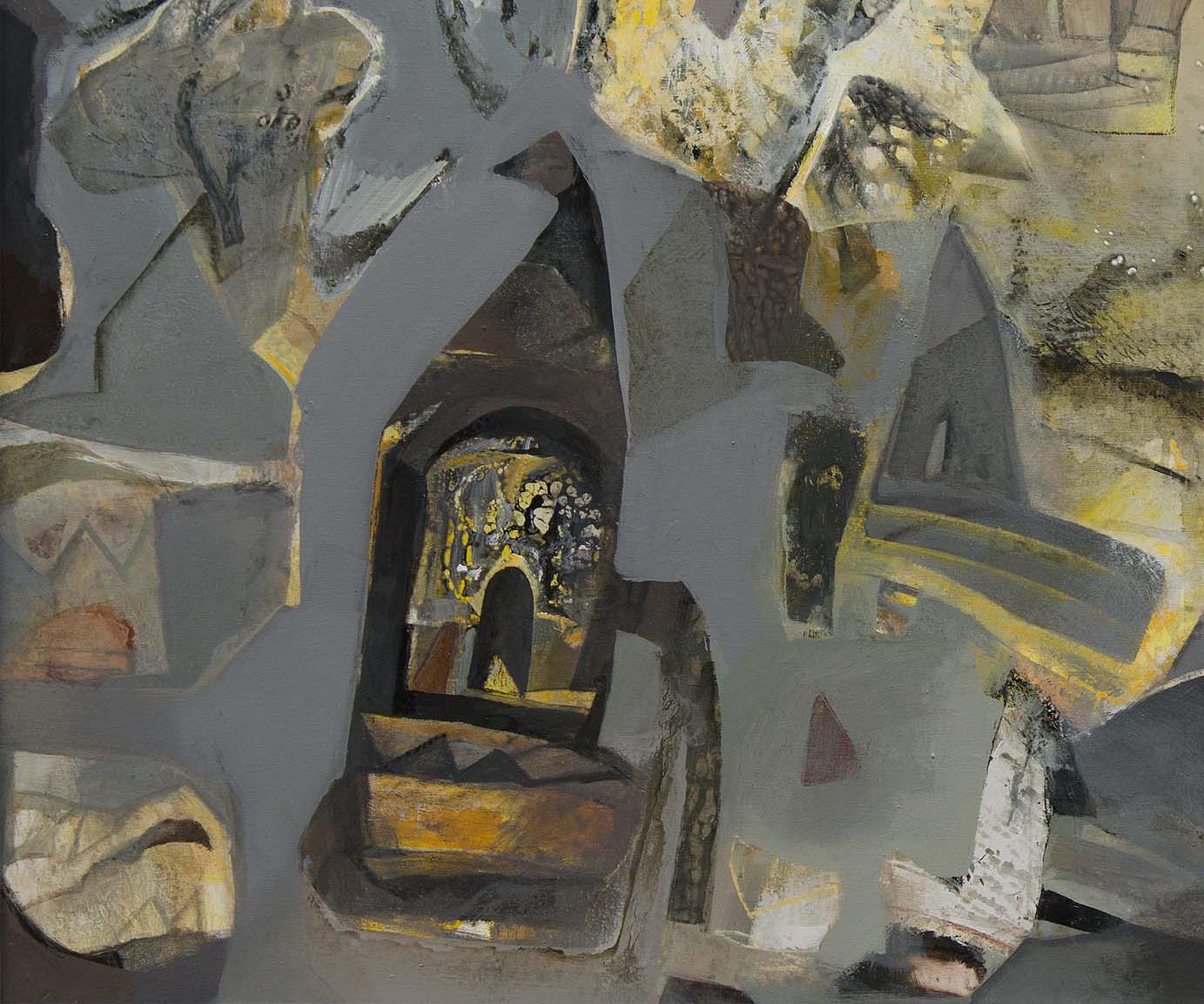 Abstracto, Acrílico sobre Lienzo, Marrón, Amarillo, Verde por Artista Indio 