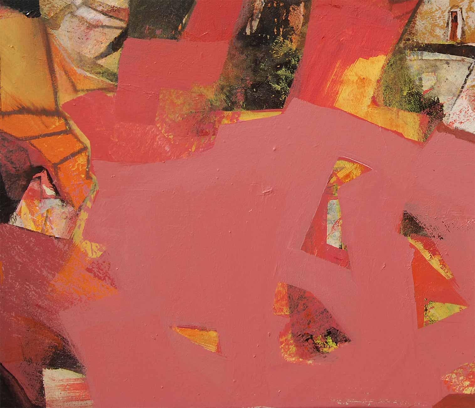 Abstract, Acrylic on Canvas, Pink, Red, Brown by Contemporary Artist 