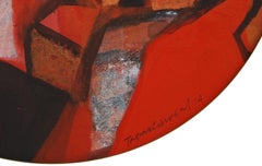 Astratto, Rotondo, Acrilico, Pastello, Pigmento, Tela, Rosso, Nero, Marrone "In magazzino"