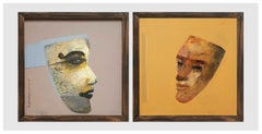 Face Series, Acrylic & Pigment on Canvas, Blue, Brown by Indian Artist"In Stock"