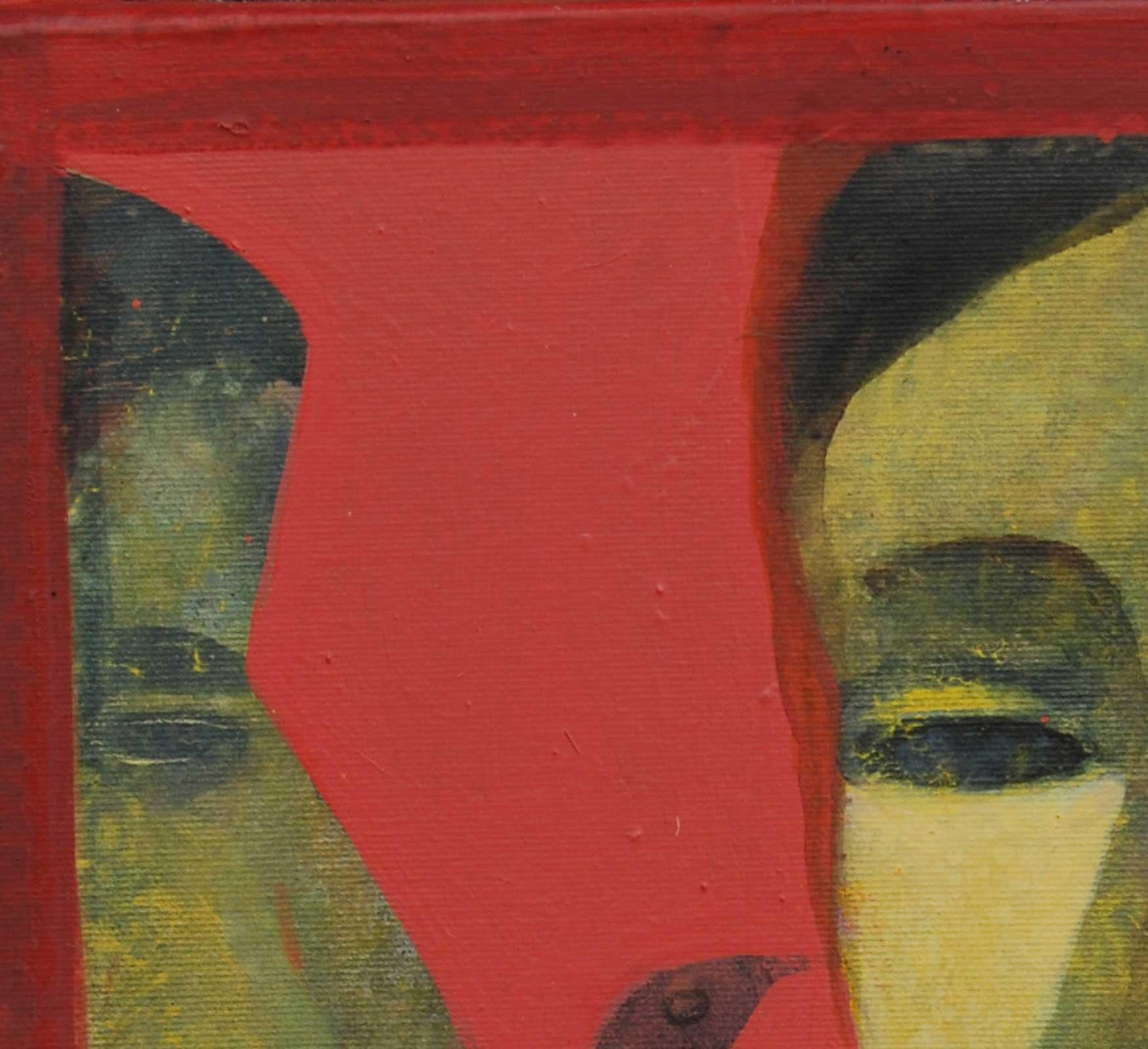 Sakti, Faces, Acrylic on Canvas, Red, Green, Brown by Indian Artist 