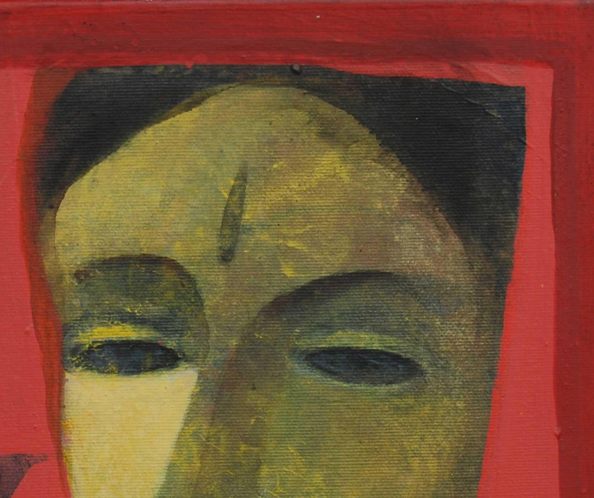 Sakti, Faces, Acrylic on Canvas, Red, Green, Brown by Indian Artist 