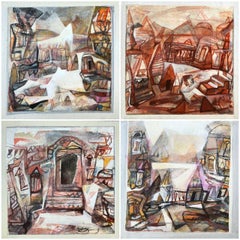 Set of Benaras Series, Acrylic on Canvas, Brown by Contemporary Artist"In Stock"