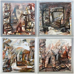 Set of Benaras Series, Acrylic on Canvas, Brown by Contemporary Artist"In Stock"