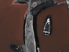 Abstract, Round, Acrylic, Pastel, Pigment on Canvas, Brown, Black, Grey"In Stock"