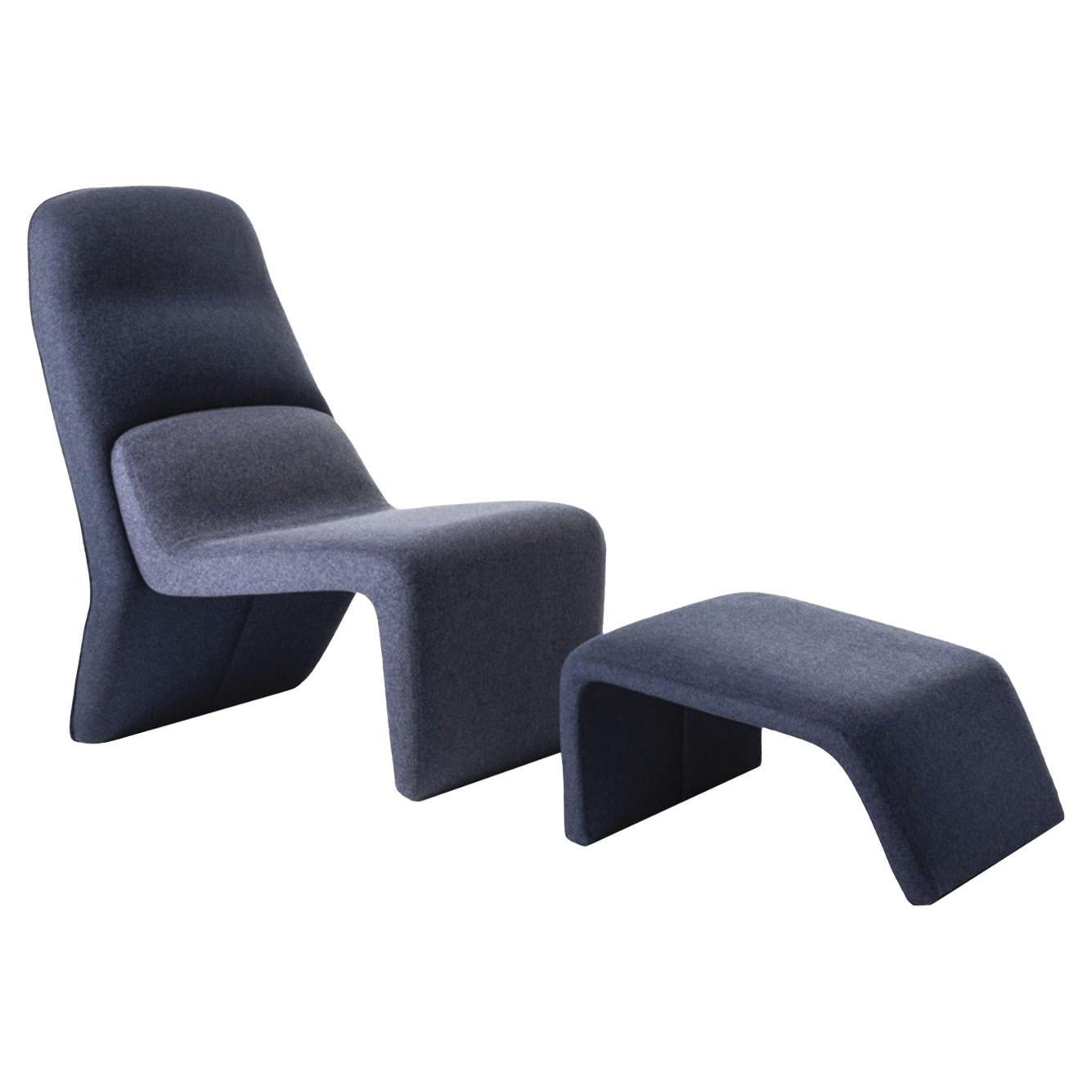 Tape Blue Lounge Chair with footrest by Radice Orlandini Designstudio For  Sale at 1stDibs