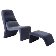 Tape Blue Lounge Chair with footrest by Radice Orlandini Designstudio