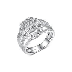 Taper Baguette Cluster Ring in 18 Karat White Gold