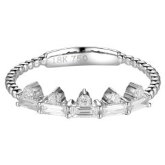 Taper Baguette Diamond Band Ring in 18 Karat White Gold