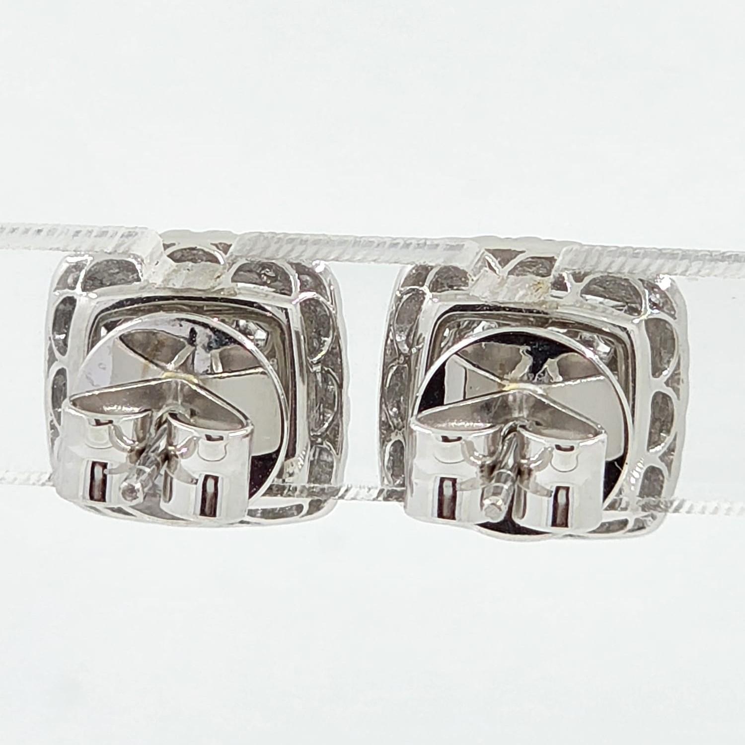 Contemporary Taper Baguette Diamond Stud Earring in 18K White Gold  For Sale