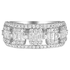 Taper Diamond Band Ring in 18 Karat White Gold