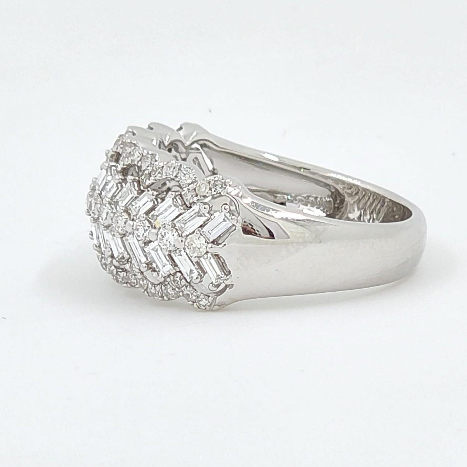 Contemporary Taper Diamond Band Ring in 18 Karat White Gold For Sale