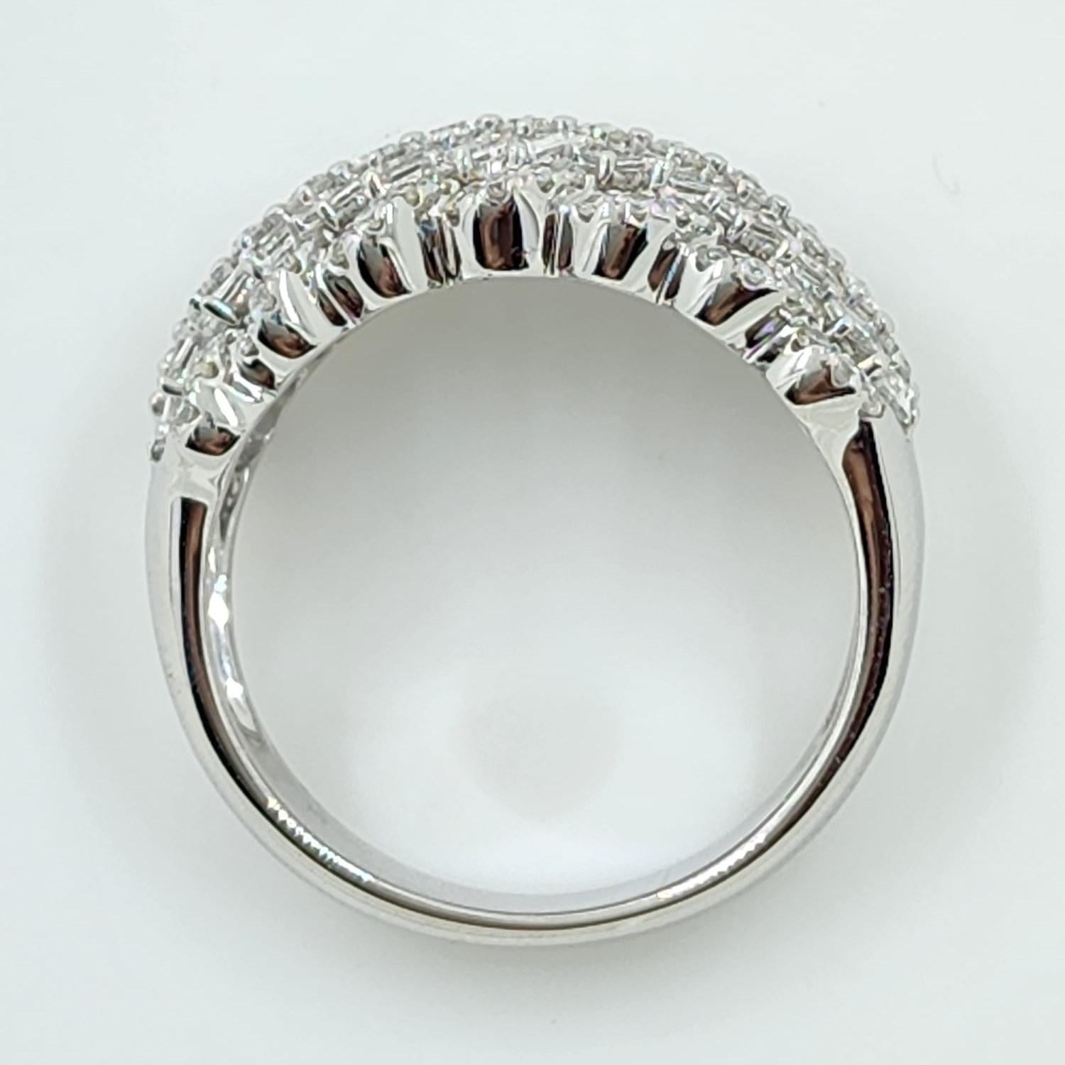 Tapered Baguette Taper Diamond Band Ring in 18 Karat White Gold For Sale