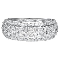 Taper Diamond Band Ring in 18 Karat White Gold