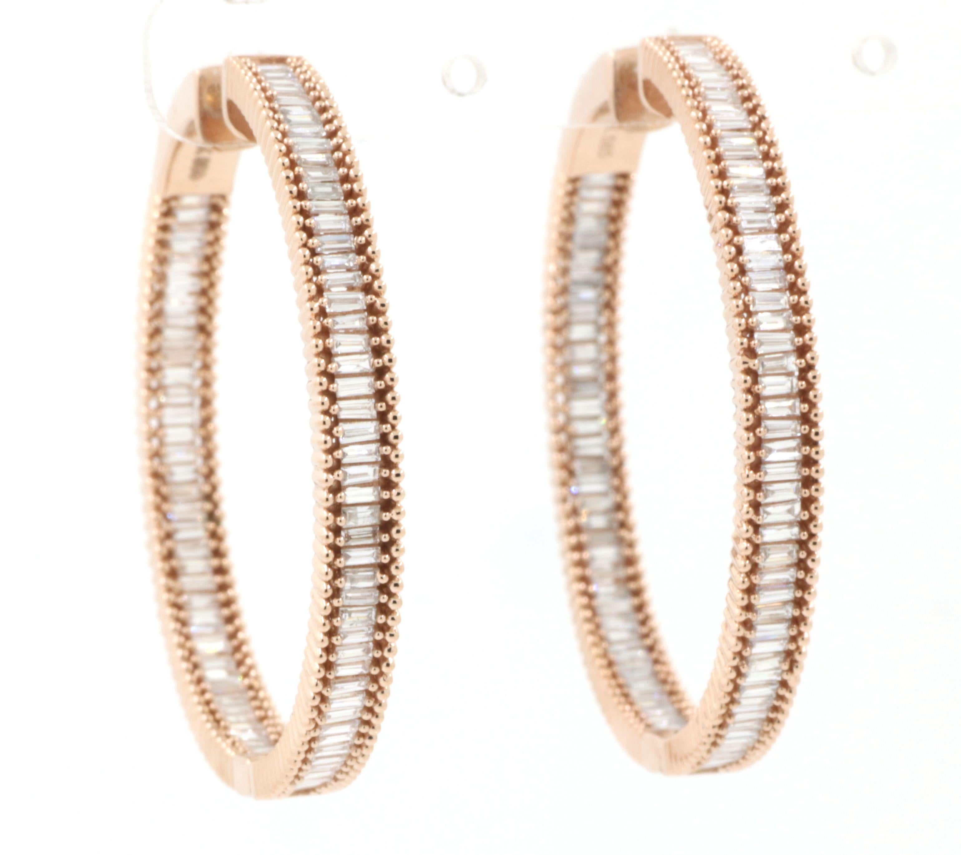 Pendientes de aro cónicos de diamantes en oro rosa de 18 quilates en venta 1