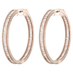 Taper Diamond Hoop Earrings in 18 Karat Rose Gold