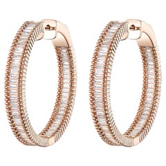 Taper Diamond Hoop Earrings in 18 Karat Rose Gold