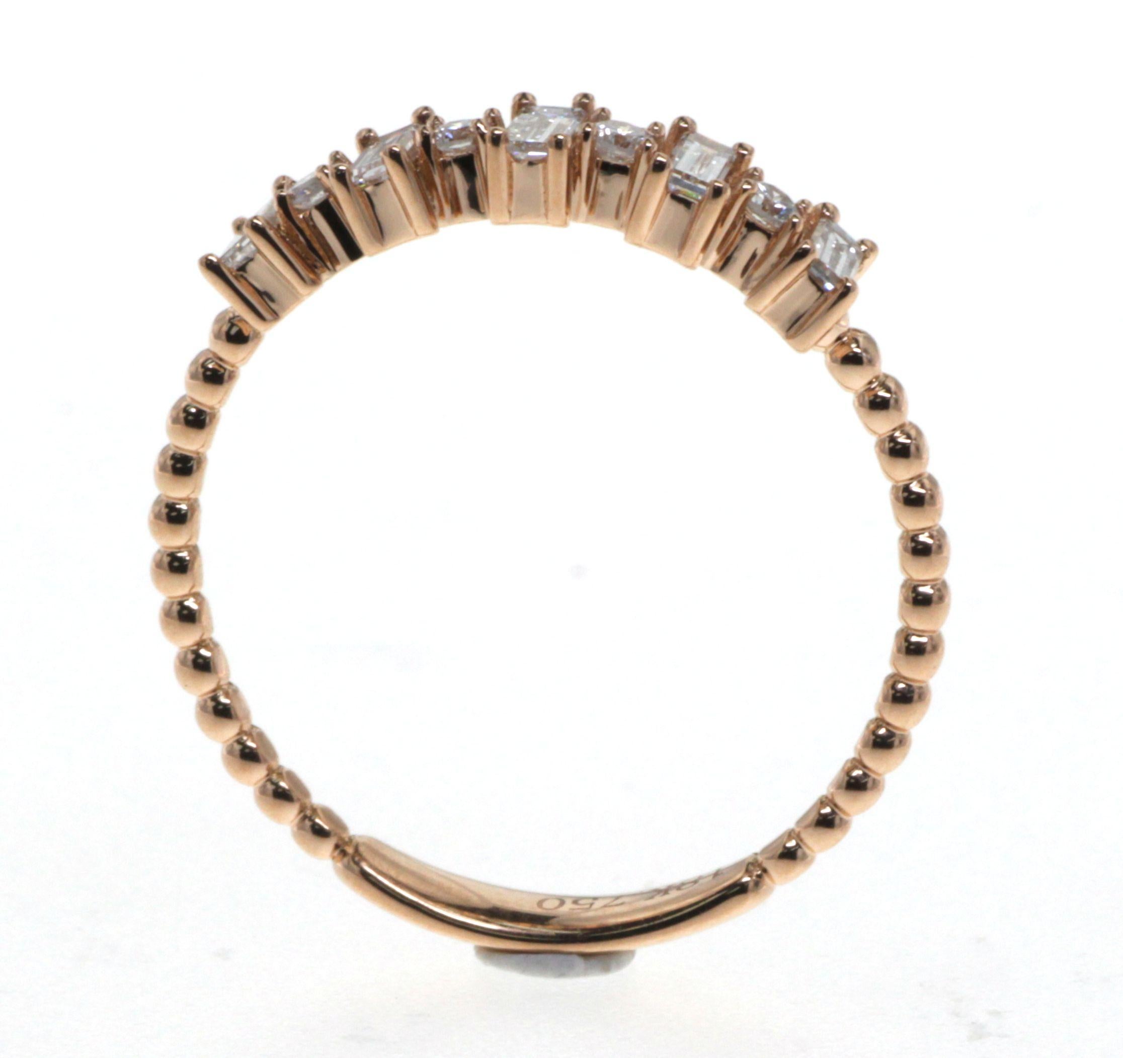 Taper Round Diamond Band Ring in 18 Karat Rose Gold In New Condition For Sale In Hong Kong, HK