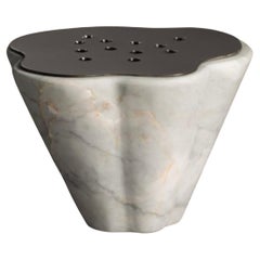 Taper White Marble & Stainless Steel Vase