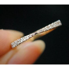 Tapered 14k Gold Diamond Band Bow Tie Dainty Minimalist Wedding Ring