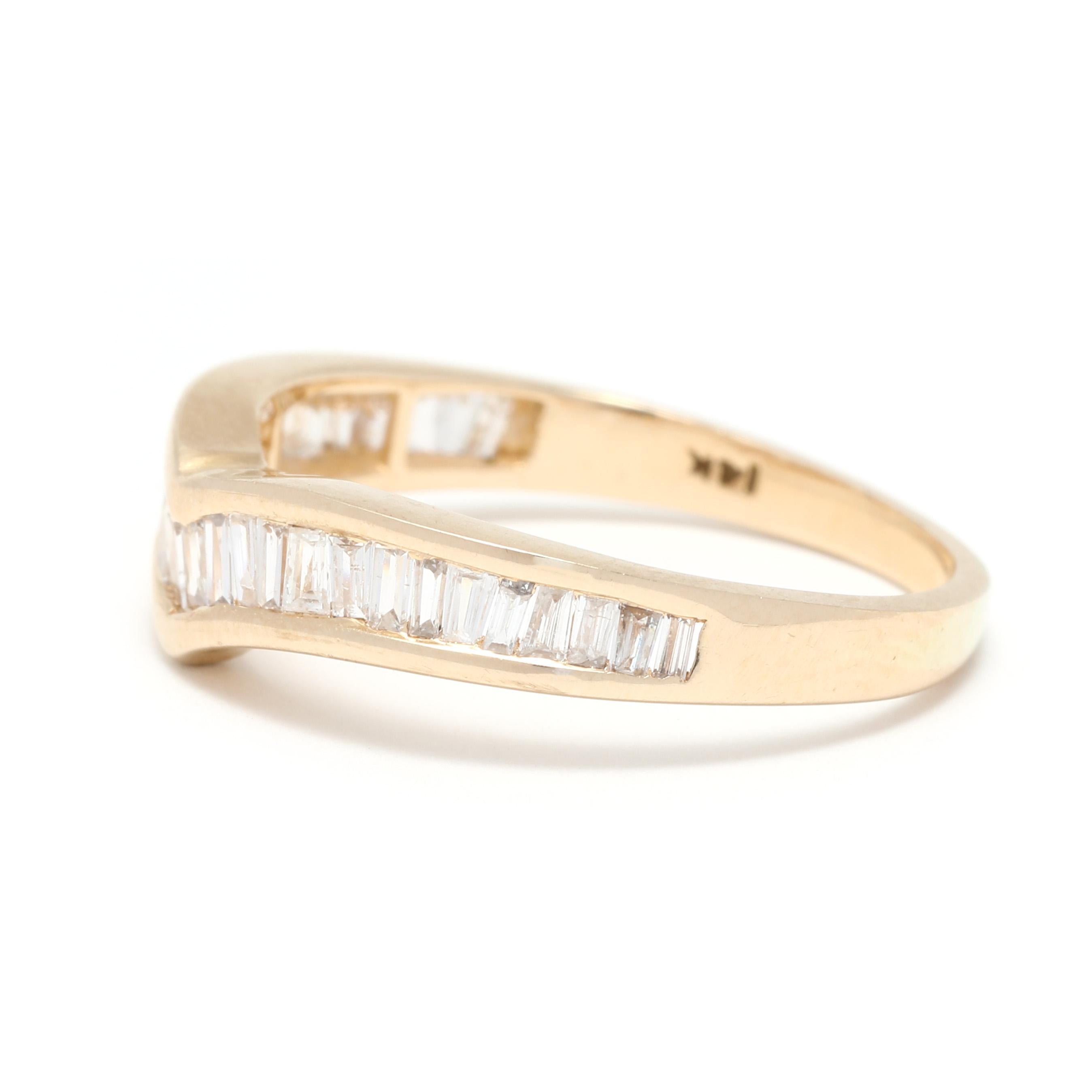 curved wedding band baguette