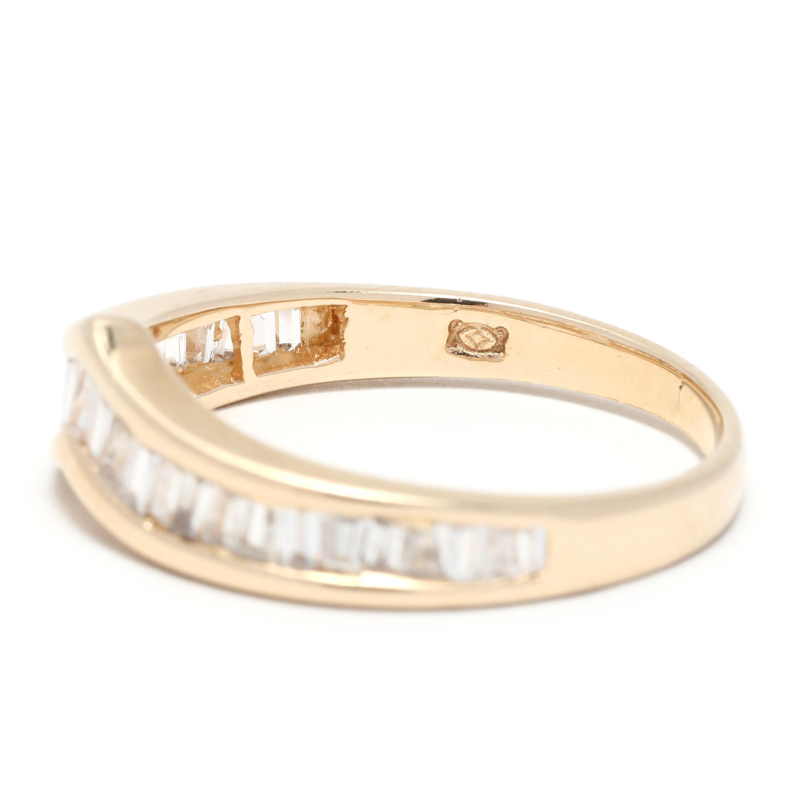 curved baguette wedding band