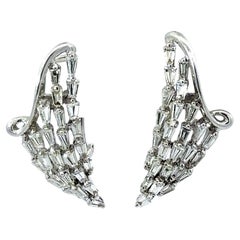 Tapered Baguette Diamond Earrings 18k White Gold