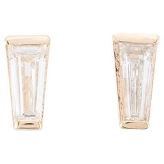 Pendientes de Diamantes Baguette Cónicos en Oro Amarillo de 14 Kilates