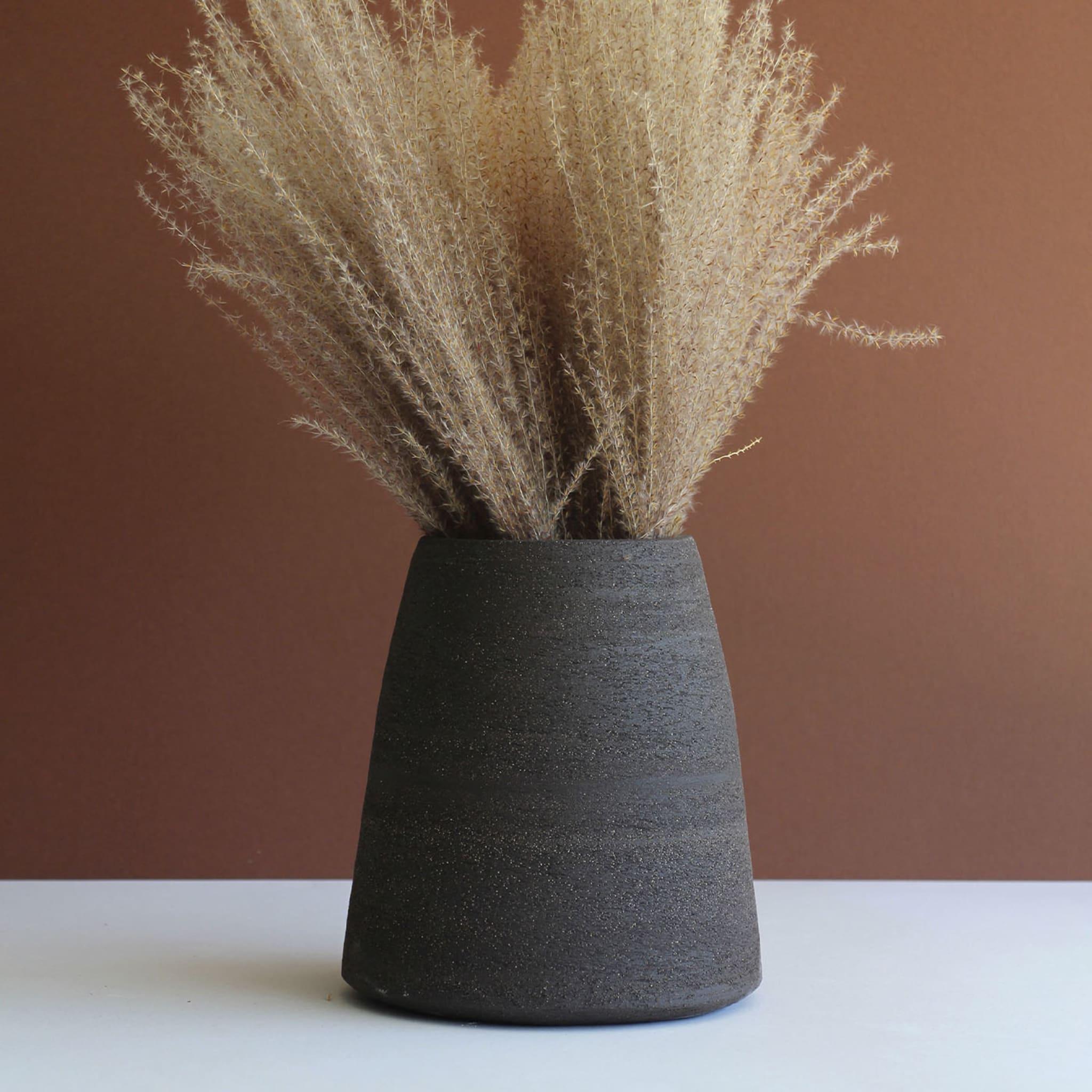 Tapered Carbon-Black Decorative Vase For Sale 1
