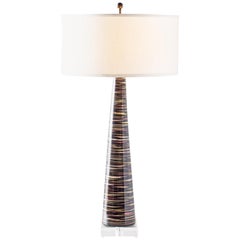 RENG, Paul, Tapered Column Lamp Broken Stripe Design in Earth Tones