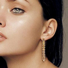 Tapered designer Ice Diamonds Dangle Earrings Made In 18k rose gold