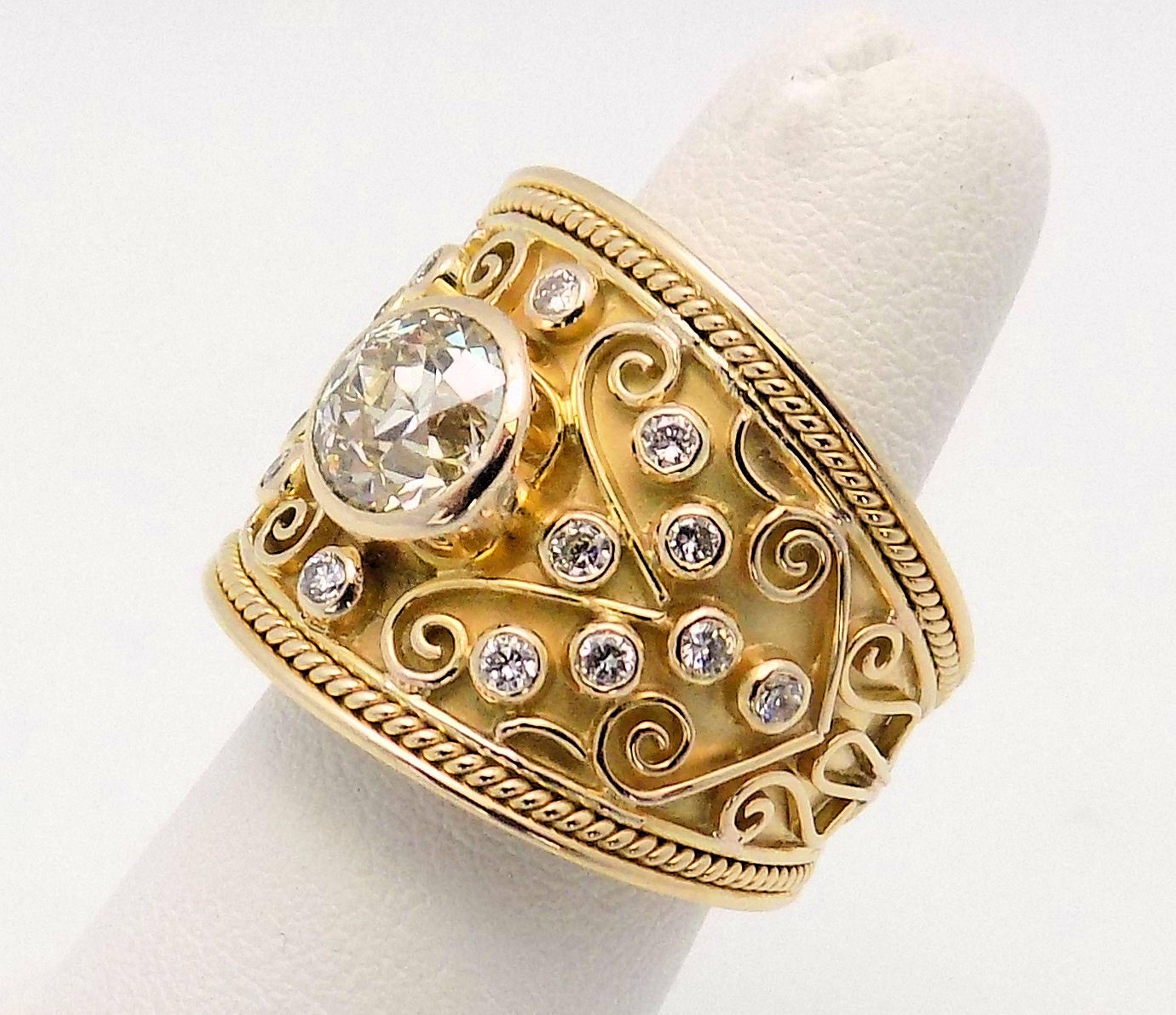 Round Cut REDUCED!!! Tapered Diamond Band in 14 Karat Yellow Gold