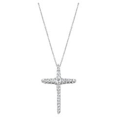 Tapered Diamond Cross Pendant .86cttw 14k White Gold
