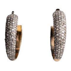 Tapered Diamond Hoops, Sterling and 18 Karat Gold