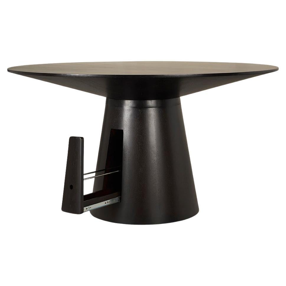 Tapered Ebonized Center Table with Hidden Wine Compartment For Sale