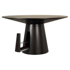 Vintage Tapered Ebonized Center Table with Hidden Wine Compartment