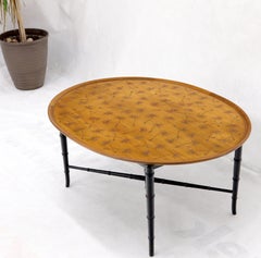 Tapered Faux Bamboo Leg Oval Top Coffee Table