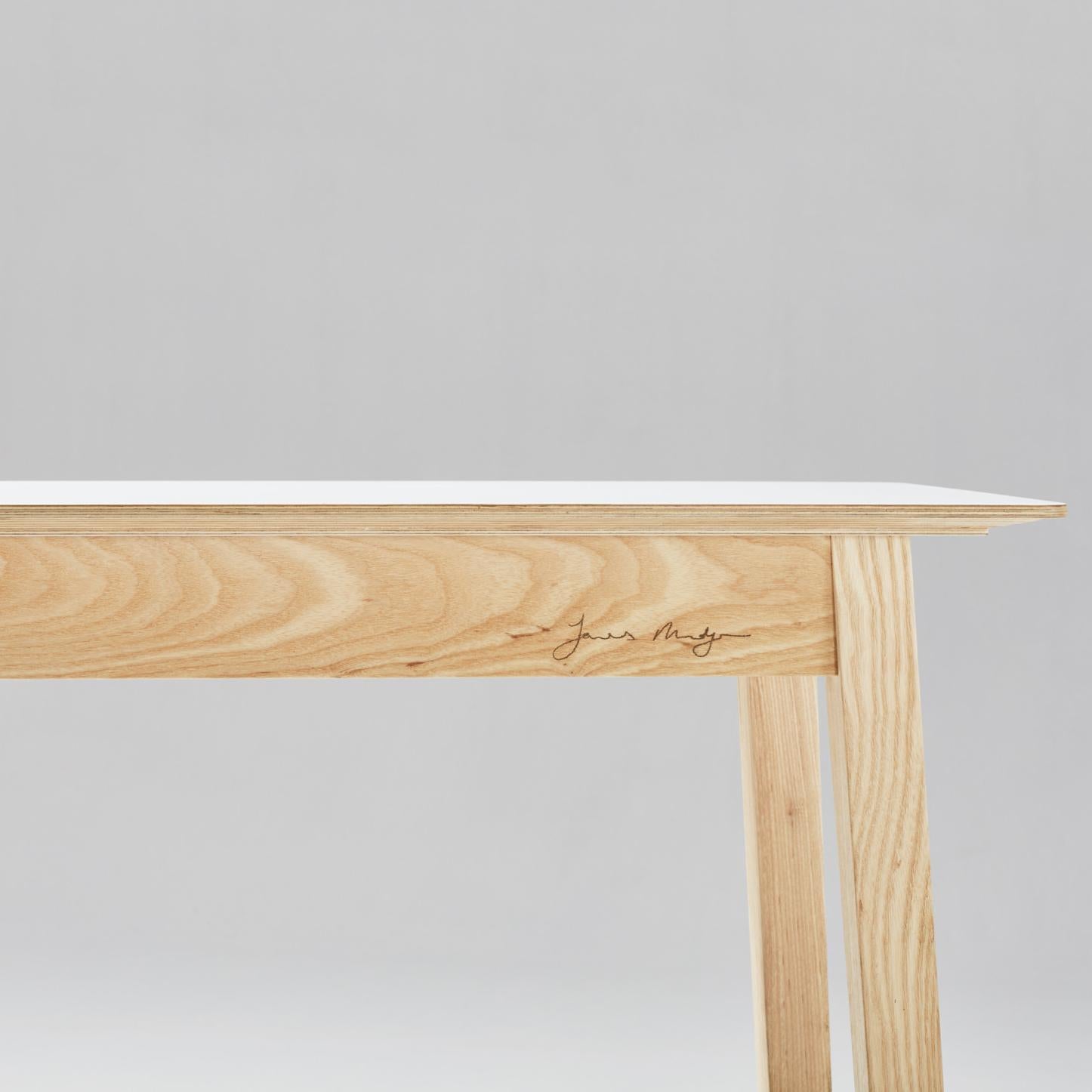 South African Tapered Leg Dining Table, Oak with Fenix Top, 6-Seat, with Hardwood Chair For Sale