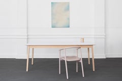 Tapered Leg Dining Table, Oak with Fenix Top, 6-Seat, with Hardwood Chair